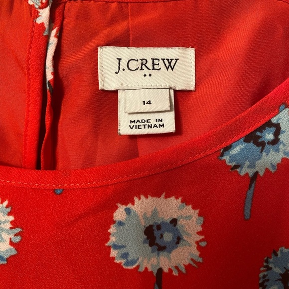 J Crew Women's Size 14 Red Longfellow Lined Floral Casual Dress - Picture 7 of 11